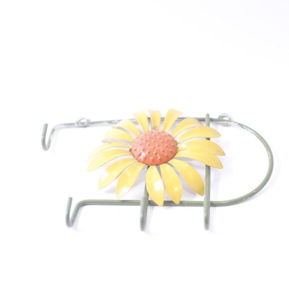1960s, 70s, Flower Power, Yellow Daisy, Four Hooks, Hanger, Wall Mount, - Picture 2 of 4